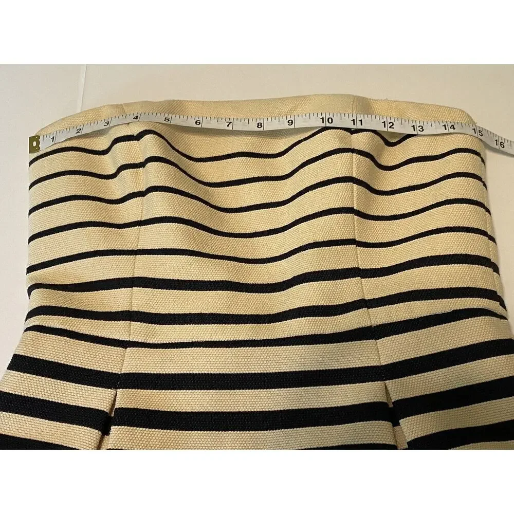 Trina Turk Women's Kenzie Tan Black Striped Lined Strapless Dress Size 4